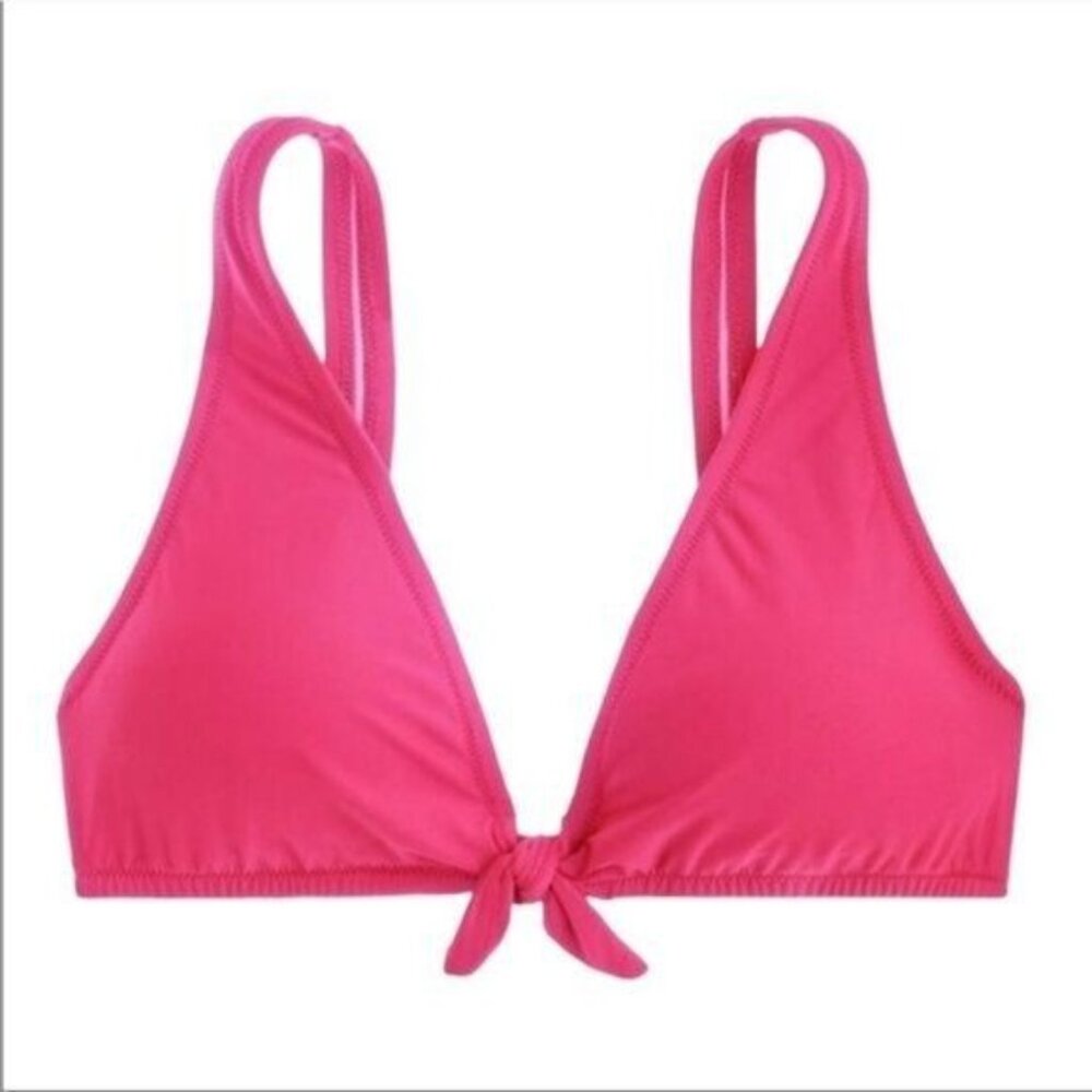 J. Crew Tie front Bikini Top in Fuchsia Bloom Size Small NWT